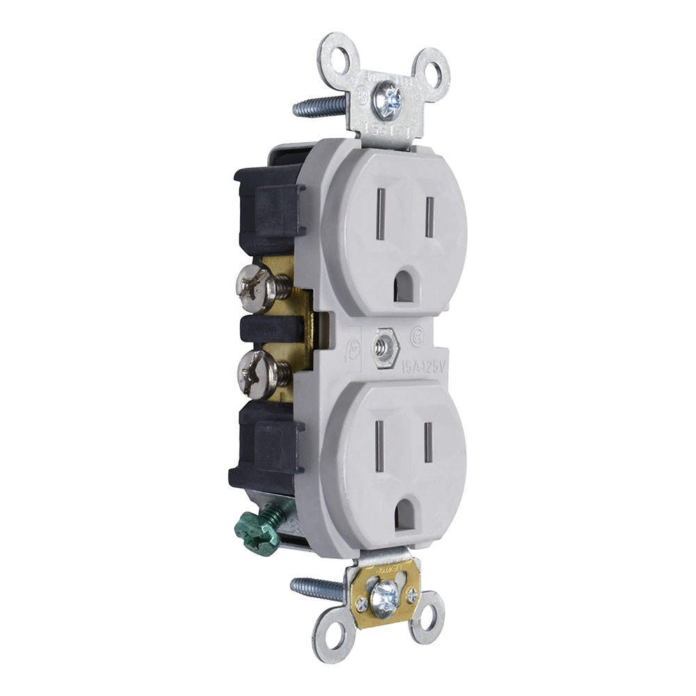 CONTACTO DUPLEX 2P 3H 20A 125V GRIS